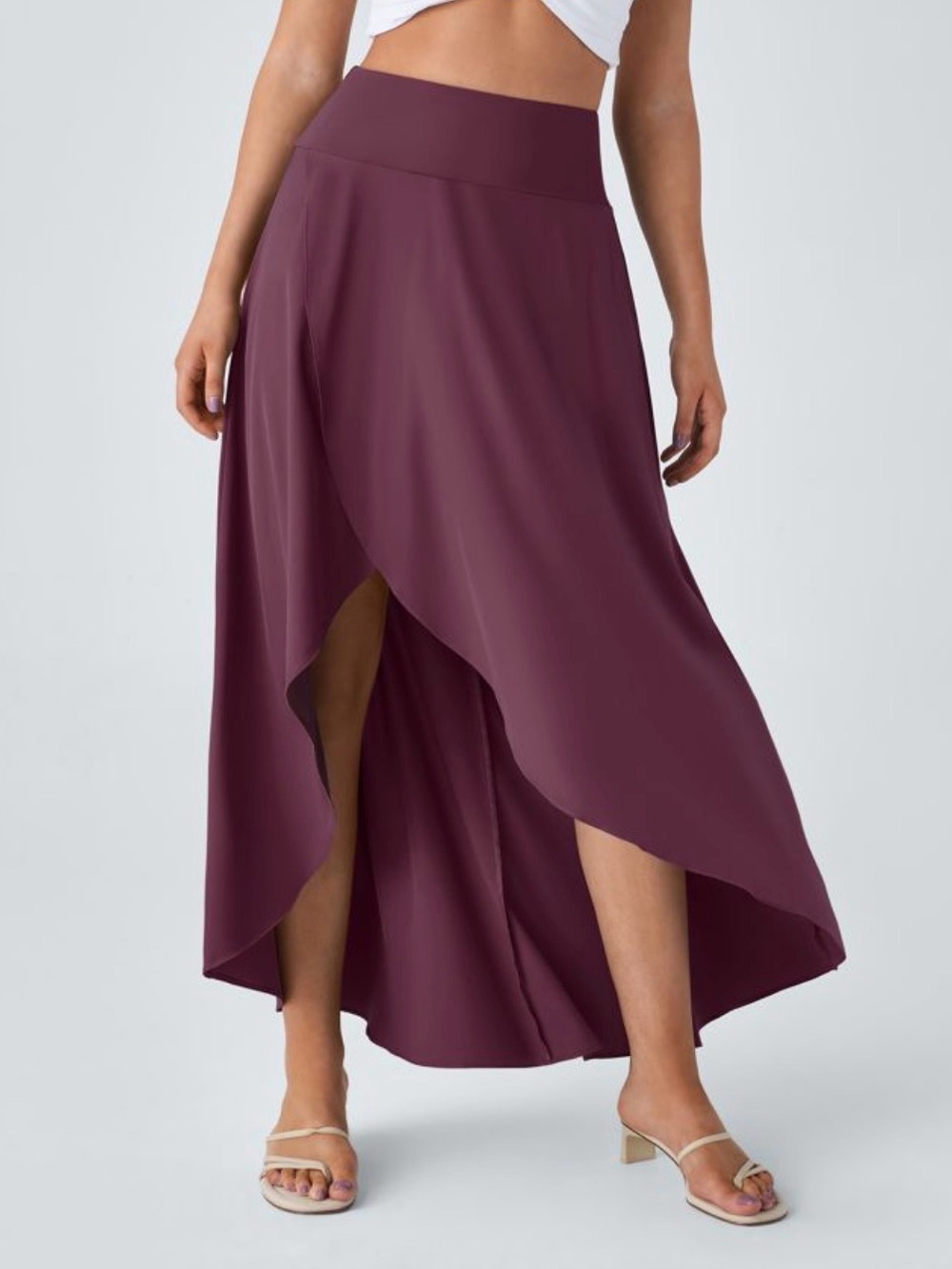 Halara Breezeful High Waisted High Low Ruffle 2-in-1 Flowy Maxi Skirt NEW Large - Picture 5 of 5
